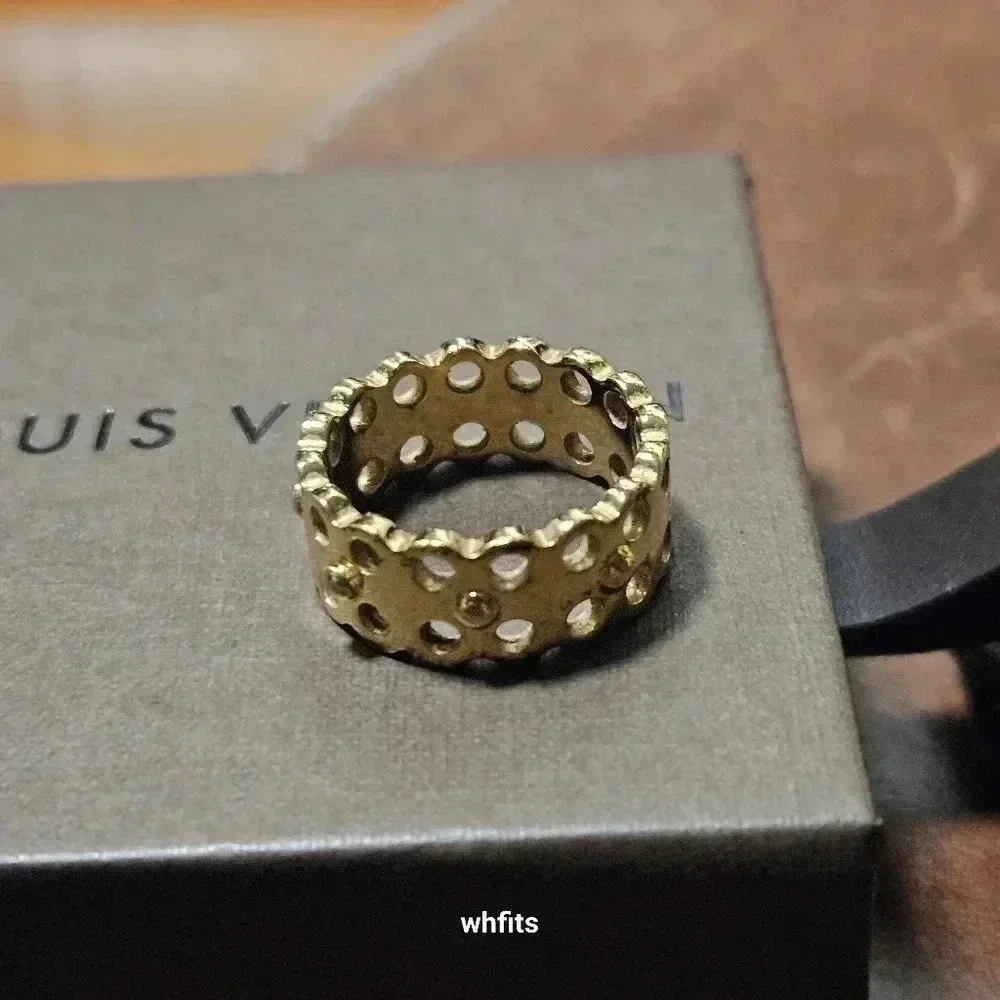 Louis Vuitton Gold Tone Hide and Seek Ring Size Small - Picture 3 of 4